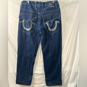 True Religion Section Row Seat Jeans Mens 36 Dark Wash Button Fly